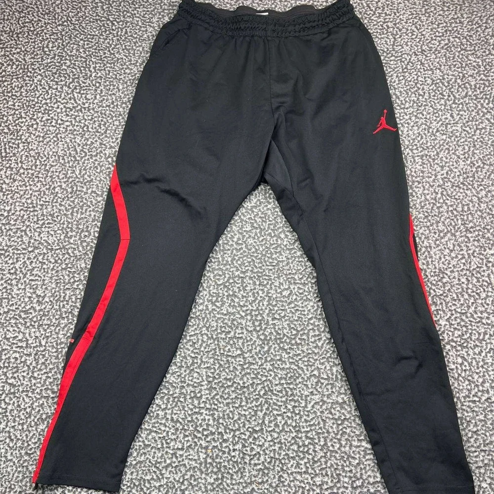 Air Jordan Dri-Fit Training Pants Men XL Black Red Jumpman Tapered Leg Ankle Zip